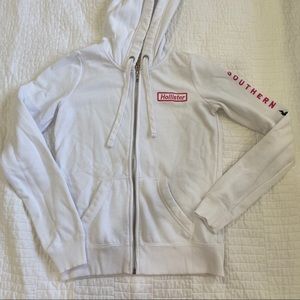 Hollister White Zip Up Hoodie